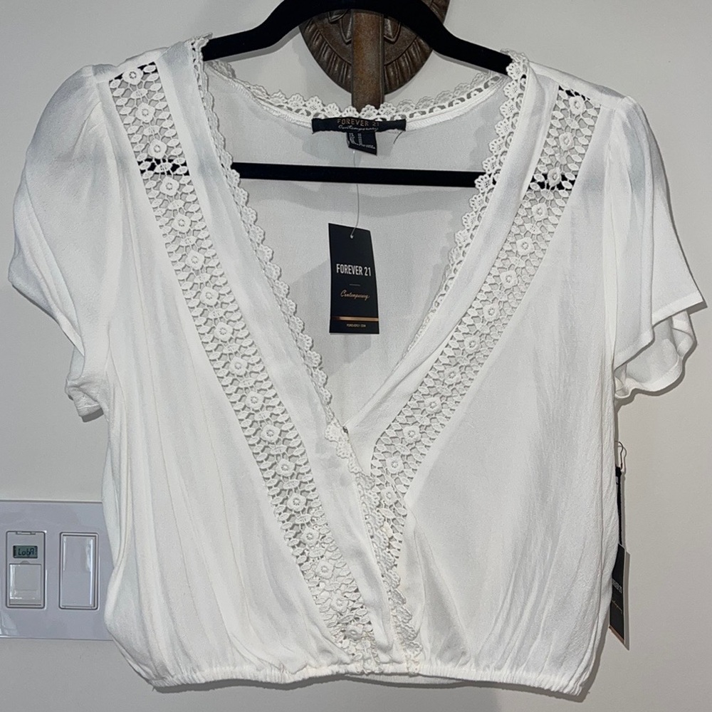 Forever 21 Contemporary Woven White Top